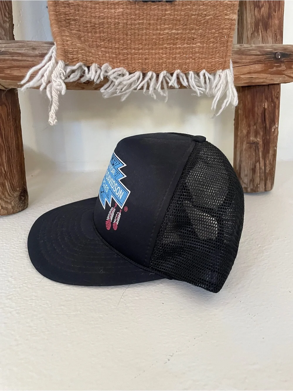 Harley-Davidson Black Hat with Blue Logo and Pink Accents